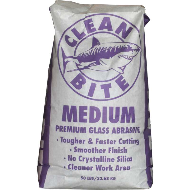 Clean Bite Premium Medium Grit Glass Abrasive Blast Media 48 Bags 50 Lbs