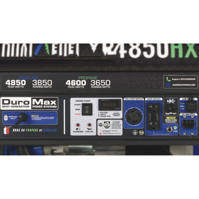 DuroMax Dual Fuel Generator with CO Alert 4850 Surge Watts