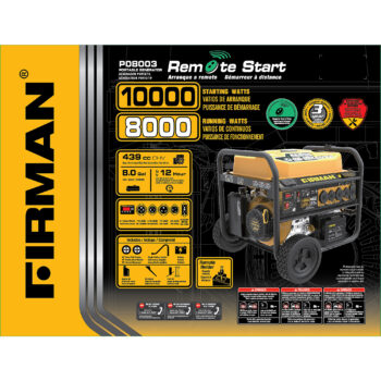 Firman Remote Start Gas Portable Generator CARB Certified, Surge Watts 100004