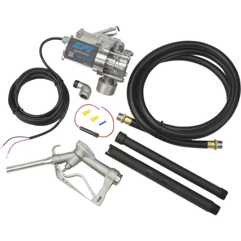 GPI EZ 8 12V Fuel Transfer Pump 8 GPM Manual Nozzle Hose1