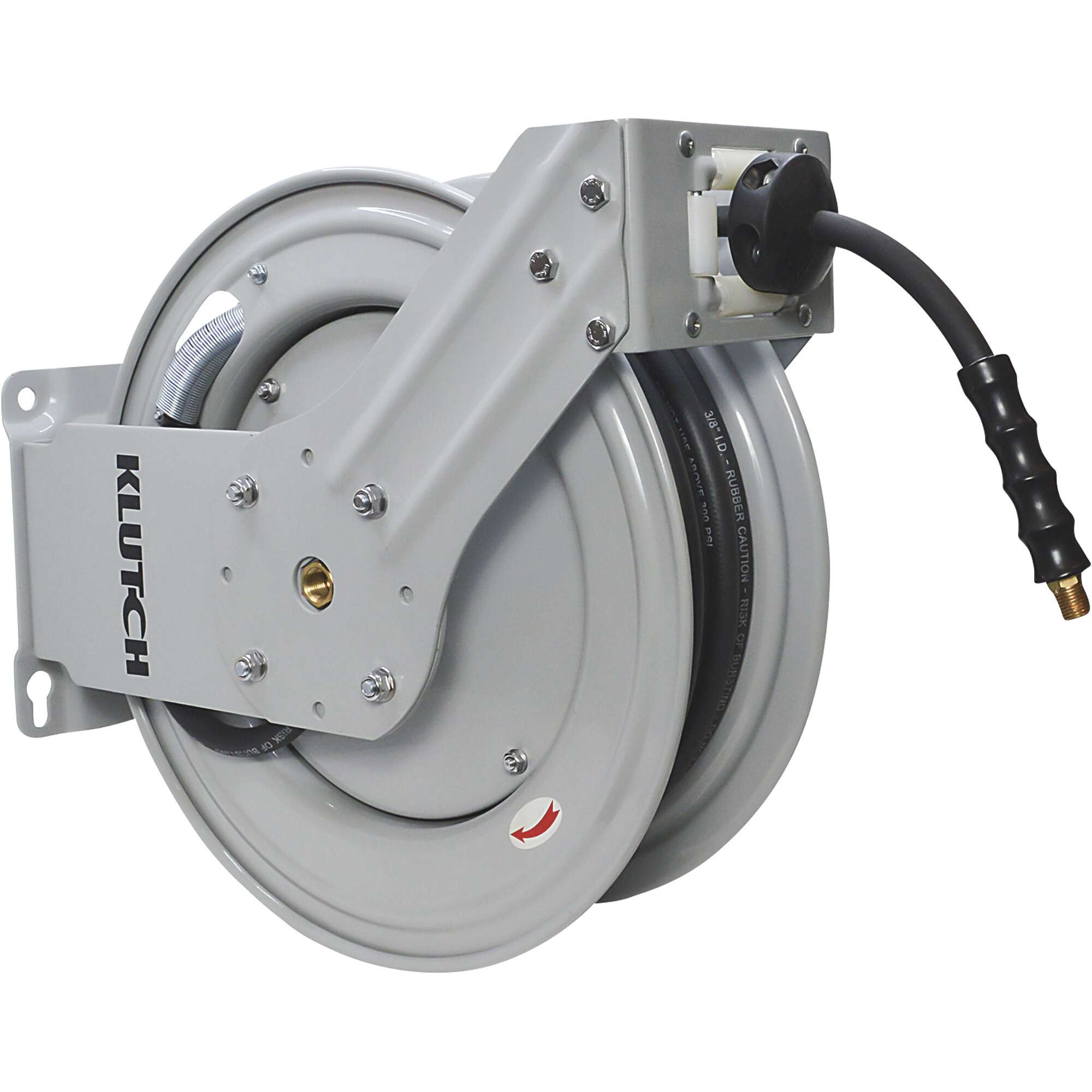 Klutch Auto Rewind Air Hose Reel With 3/8in x 50ft NBR Rubber Hose Dual ...
