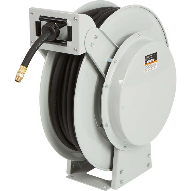 Klutch Spring Driven Air Hose Reel With 1/2in x 100ft NBR Rubber Hose Max 300 PSI