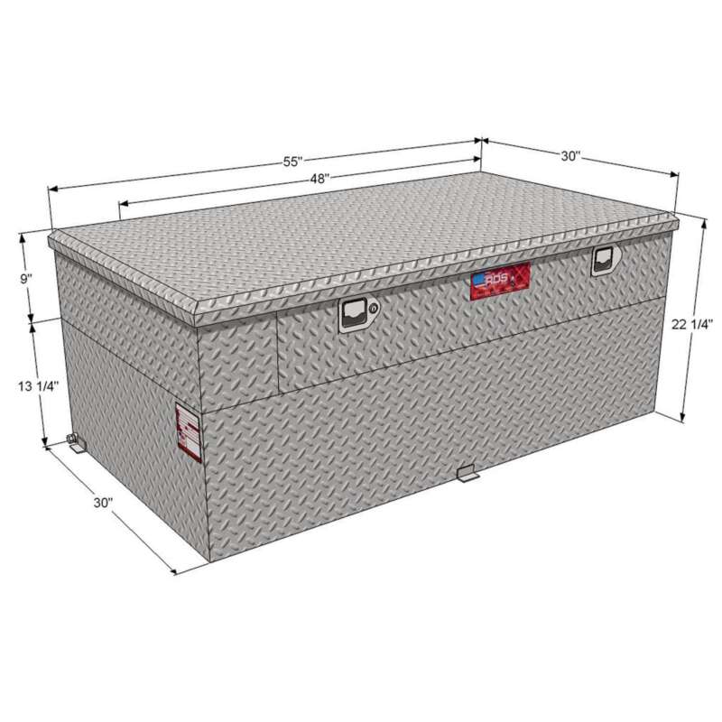 RDS Aluminum Auxiliary Fuel Tank Toolbox Combo 91Gallon Rectangular Diamond Plate3