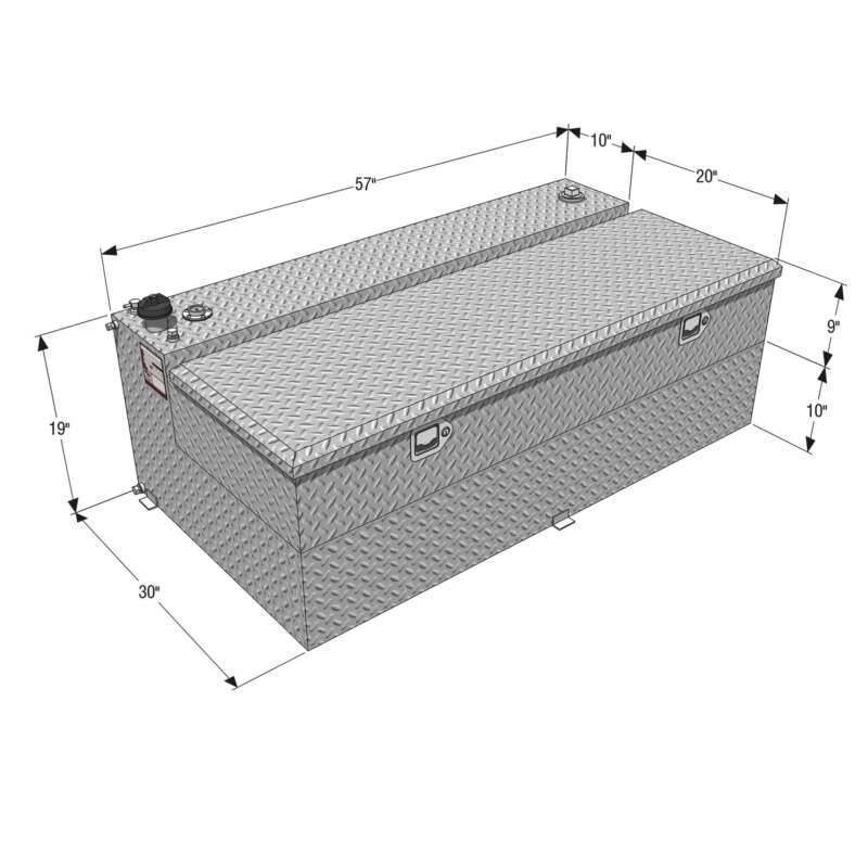 RDS Aluminum Transfer Fuel Tank Toolbox Combo 95 Gallon Rectangular Diamond Plate3