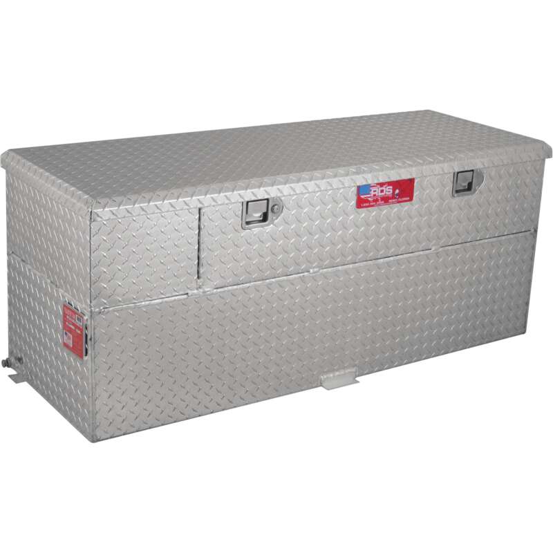 RDS Aluminum Transfer Fuel Tank Toolbox Combo with GPI 12V Fuel Transfer Pump 60 Gallon Rectangular Diamond Plate 8 GPM3