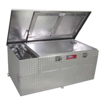 RDS Aluminum Transfer Fuel Tank Toolbox Combo with GPI 12V Fuel Transfer Pump 70 Gallon Rectangular Diamond Plate 8 GPM