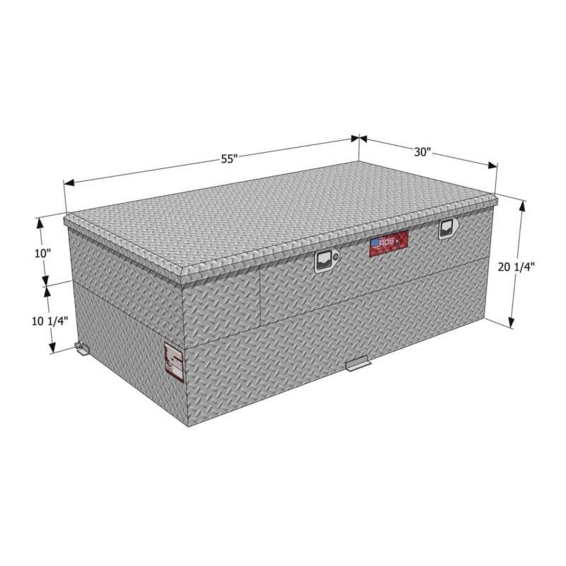 RDS Aluminum Transfer Fuel Tank Toolbox Combo with GPI 12V Fuel Transfer Pump 70 Gallon Rectangular Diamond Plate 8 GPM2