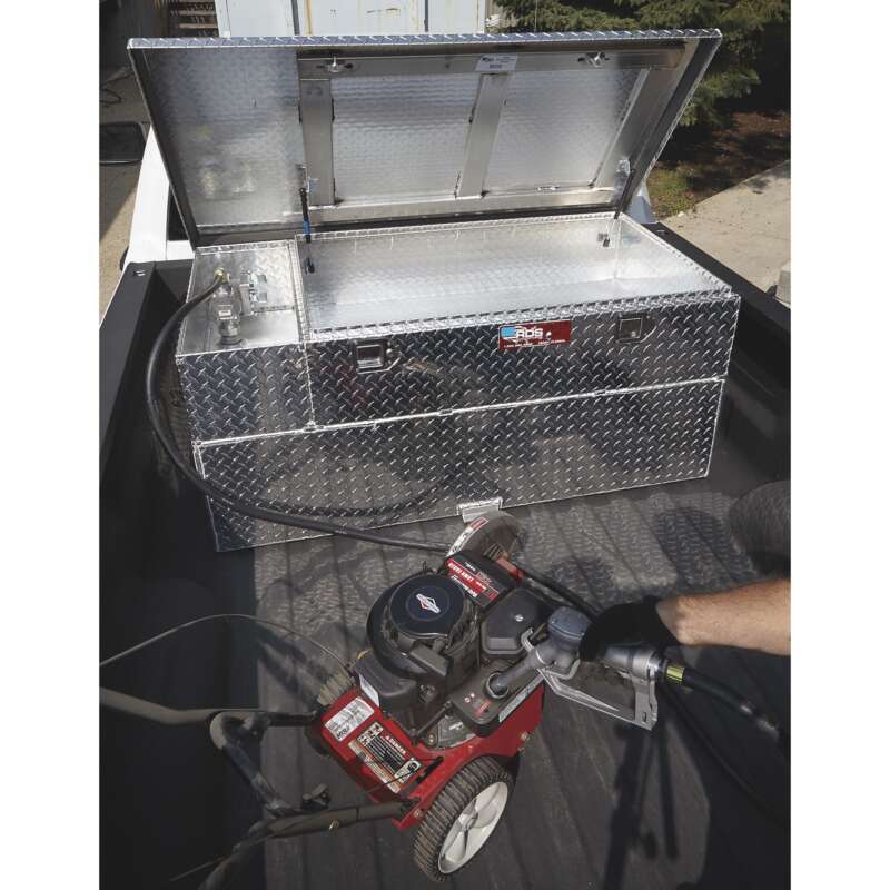 RDS Aluminum Transfer Fuel Tank Toolbox Combo with GPI 12V Fuel Transfer Pump 91Gallon Rectangular Diamond Plate 8 GPM6