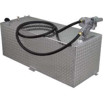 RDS Aluminum Transfer Fuel Tank with GPI 12V Fuel Transfer Pump 80Gallon Rectangular Diamond Plate 15 GPM