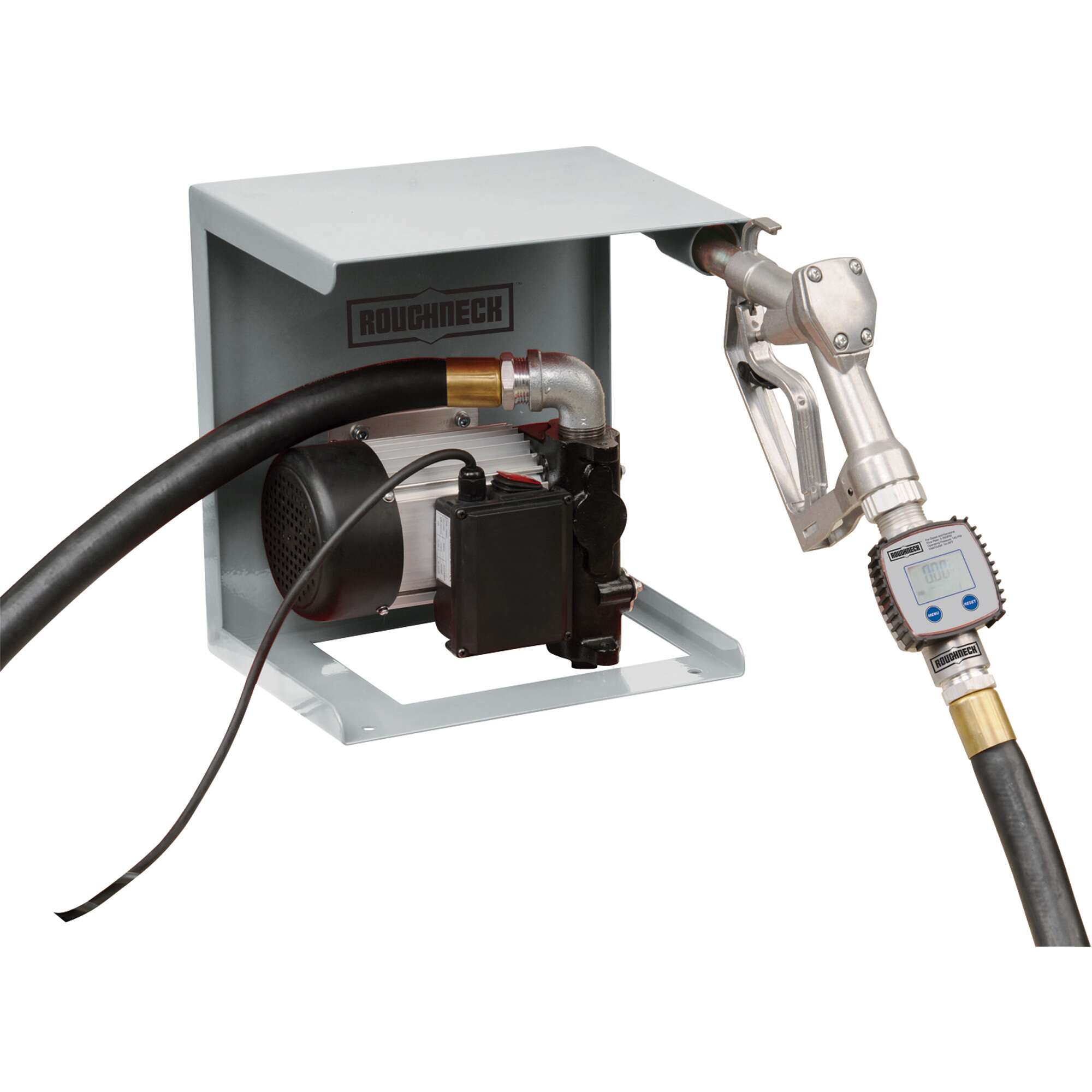 Roughneck 120V Fuel Transfer Pump 22 GPM Meter Manual Nozzle Hose
