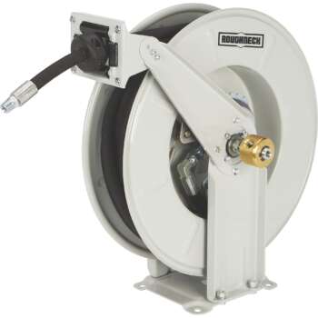 Roughneck Spring Rewind Fuel and Oil Hose Reel with Hoses