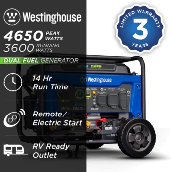 Westinghouse WGen3600DF portable generator Dual Fuel