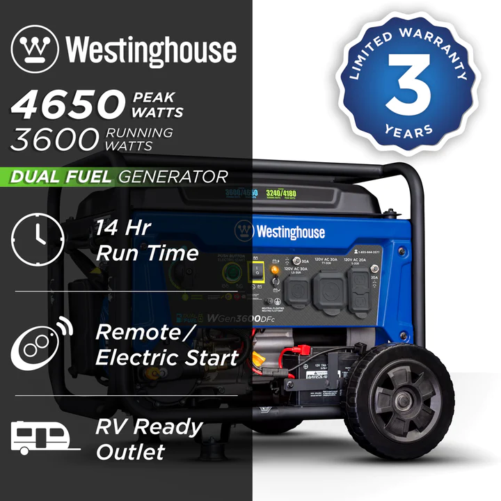Westinghouse WGen3600DFc portable generator