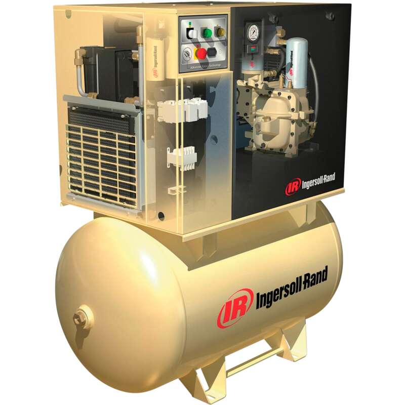 Ingersoll Rand Rotary Screw Air Compressor with Total Air System 230 Volts 3 Phase 15 HP 55 CFM 120 Gallon