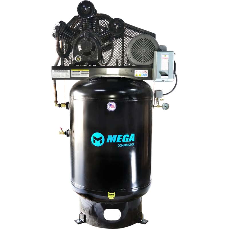 Mega Electric Air Compressor 10 HP 120 Gallons 230 460 Volts