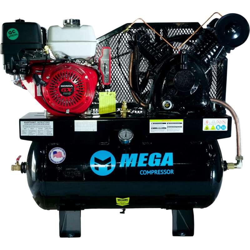 Mega Gas Air Compressor 30 Gallon Honda GX390 Engine