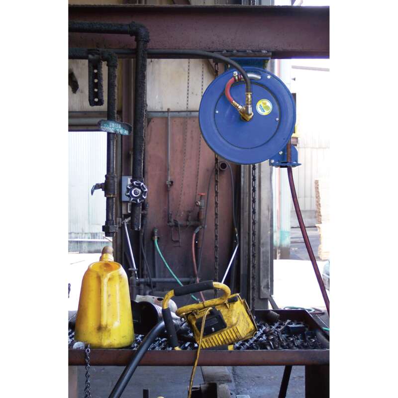 Coxreels Heavy Duty Safety Air Water Hose Reel With 3/8in x 75ft PVC Hose Max 300 PSI