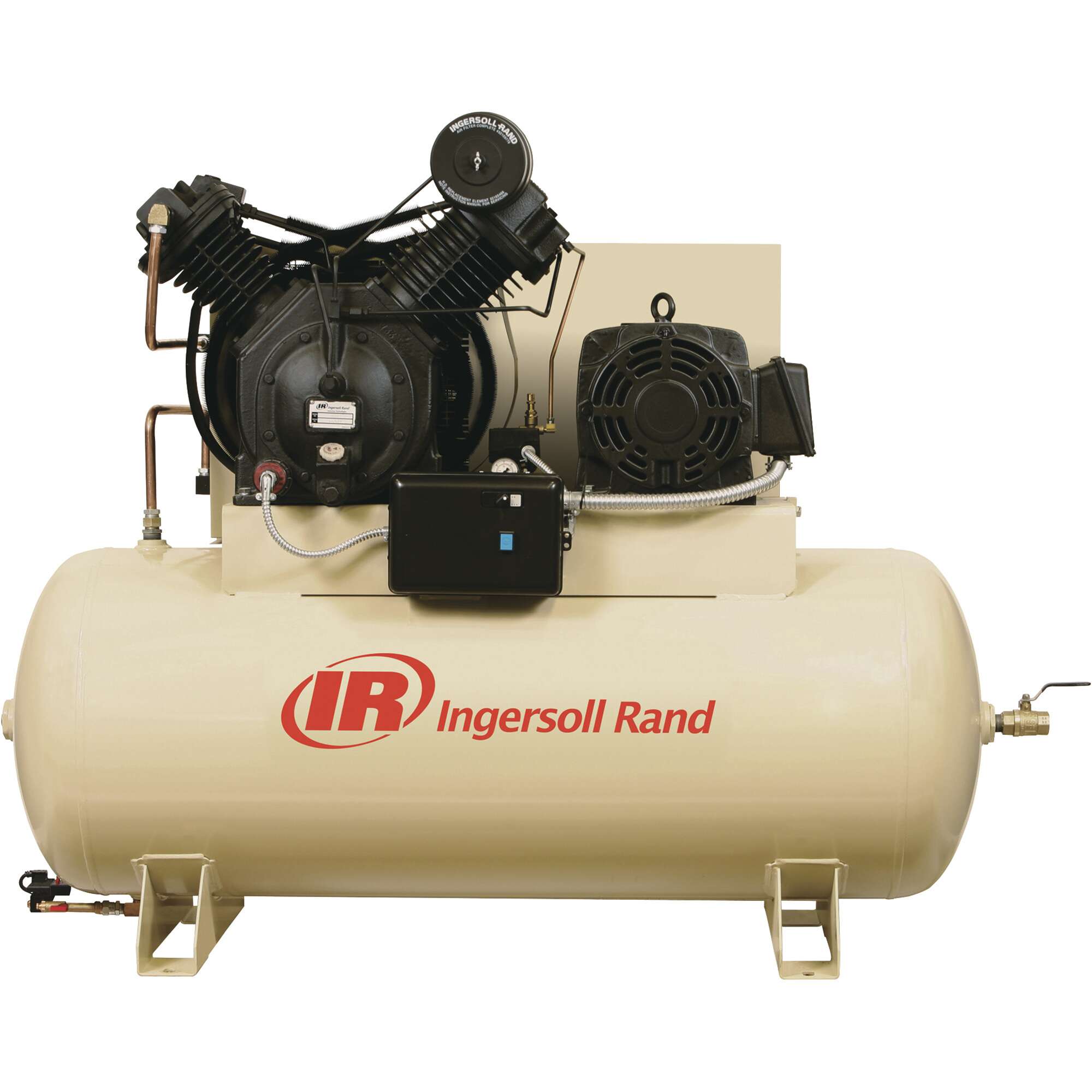 Ingersoll Rand Type30 Reciprocating Air Compressor Fully Packaged 10 HP 3 Phase 120 Gallon Horizontal