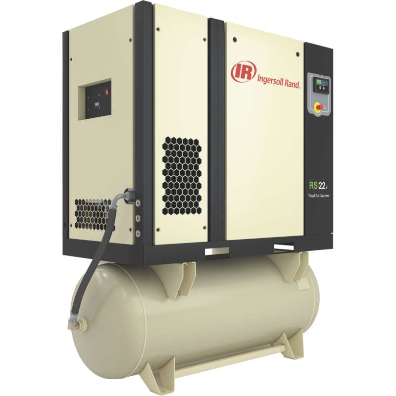 Ingersoll Rand Next Generation R Series Oil Flooded Rotary Screw Air Compressor With Integrated Air Dryer 20 HP 120 Gallon Horizontal