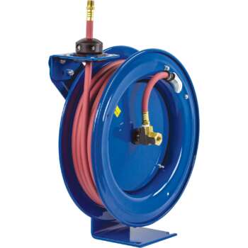 Klutch Auto-Rewind Air Hose Reel, with 1/2inch. x 100ft. Oil-Resistant Rubber Hose, 300 psi, Model OSRDA12100-NT