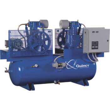 Quincy Duplex Air Compressor 7.5 HP 230 Volt 3 Phase 120 Gallon Horizontal