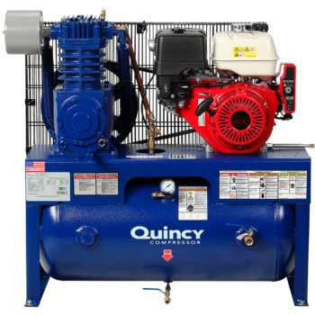 Quincy QT7.5 Splash Lubricated Reciprocating Air Compressor 13 HP Honda Gas Engine 30Gallon Horizontal
