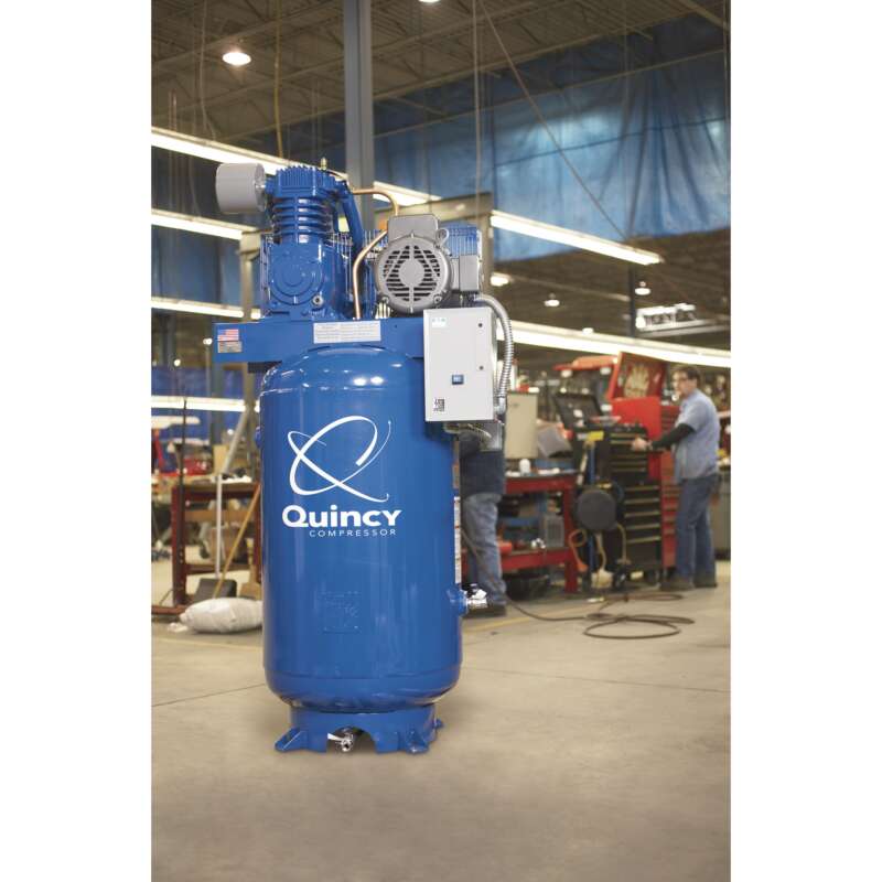 Quincy QT5 Splash Lubricated Reciprocating Air Compressor with MAX Package 5 HP 230 Volt 1 Phase 80 Gallon Vertical