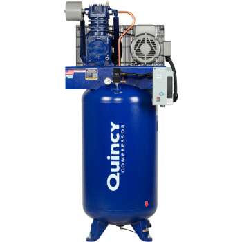 Quincy QT 7.5 Splash Lubricated Reciprocating Air Compresso 7.5 HP 230 Volt 1 Phase 80 Gallon Vertical