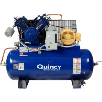 Quincy QT15 Splash Lubricated Air Compressor with MAX Package 15 HP 208 Volt 3 Phase 120 Gallon Horizontal