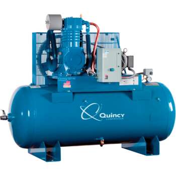 Quincy QT10 Splash Lubricated Air Compressor with MAX Package 10 HP 208 Volt 3 Phase 120 Gallon Horizontal