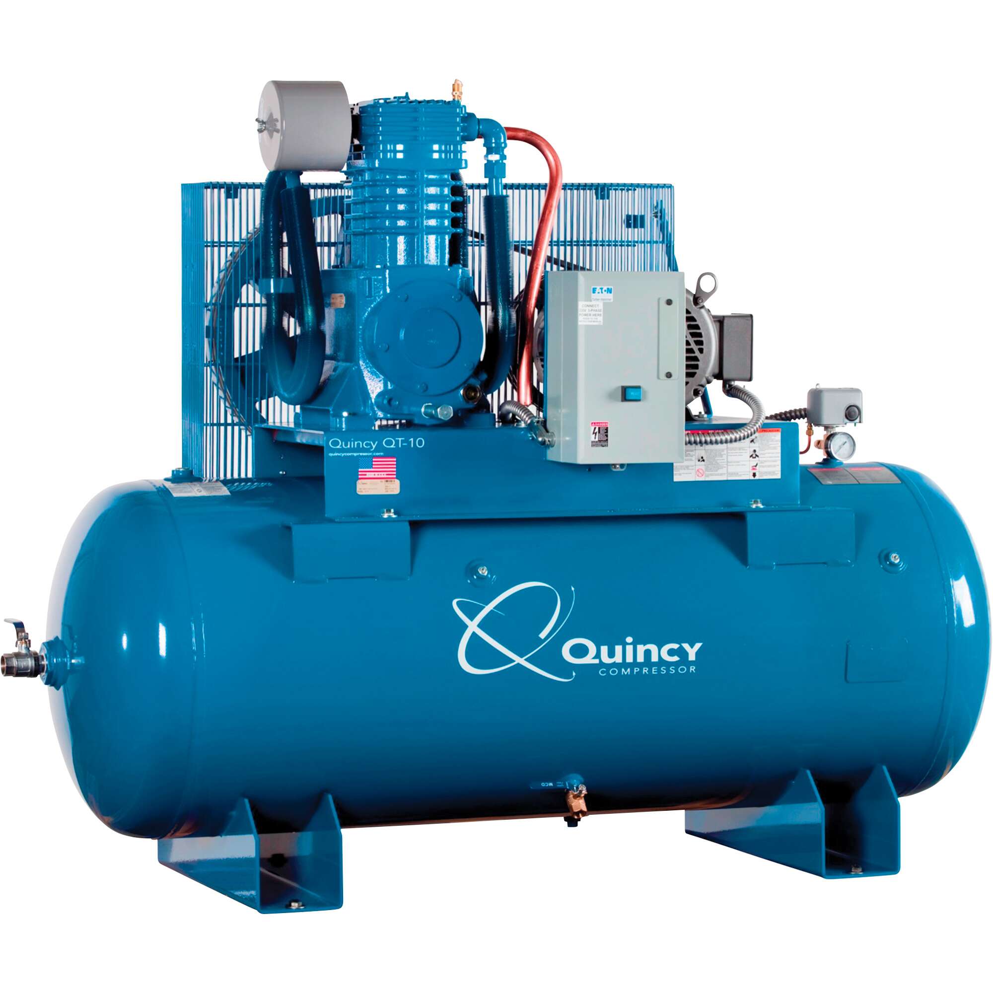 Quincy QT10 Splash Lubricated Air Compressor with MAX Package 10 HP 208 Volt 3 Phase 120 Gallon Horizontal