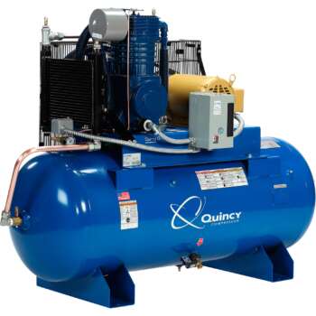 Quincy QT10 Splash Lubricated Air Compressor with MAX Package 10 HP 230 Volt 3 Phase 120 Gallon Horizontal