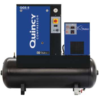 Quincy QGS Rotary Screw Compressor with Dryer 5 HP 200 208 230 460 Volt 3 Phase 60 Gallon 16.6 CFM