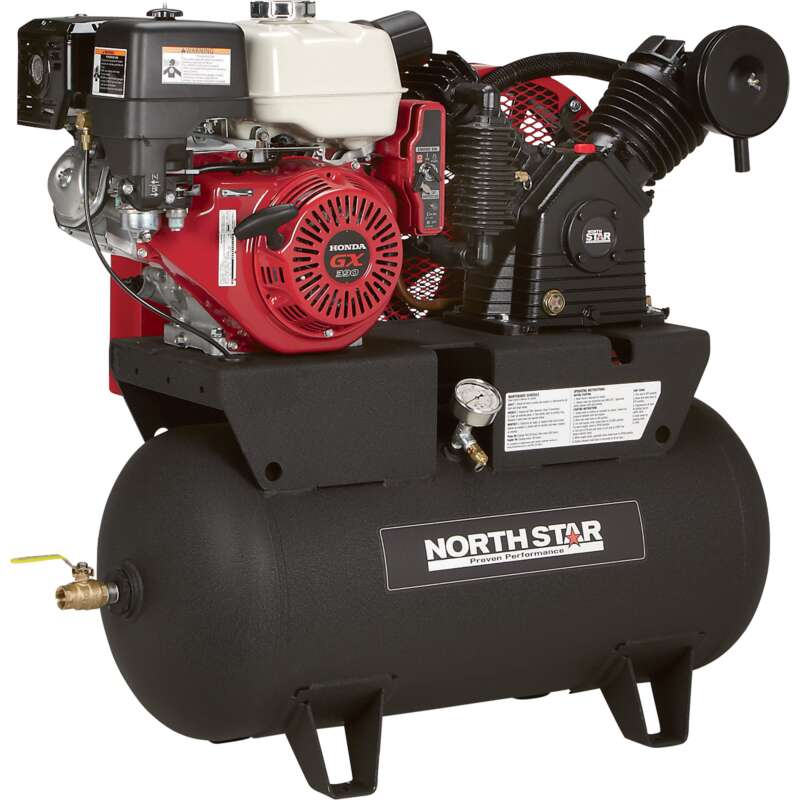 NorthStar Portable Gas Powered Air Compressor Honda GX390 OHV Engine 30Gallon Horizontal Tank 24.4 CFM 90 PSI