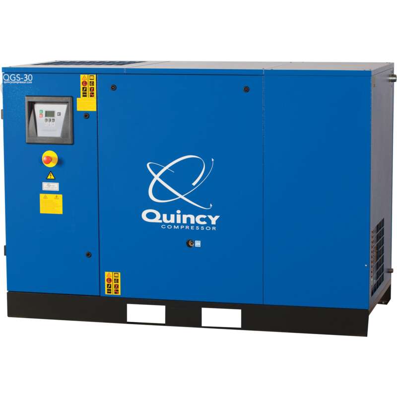 Quincy QGS Rotary Screw Air Compressor 25 HP 208 230 460 Volt 3 Phase 99 CFM Base Mount No Tank