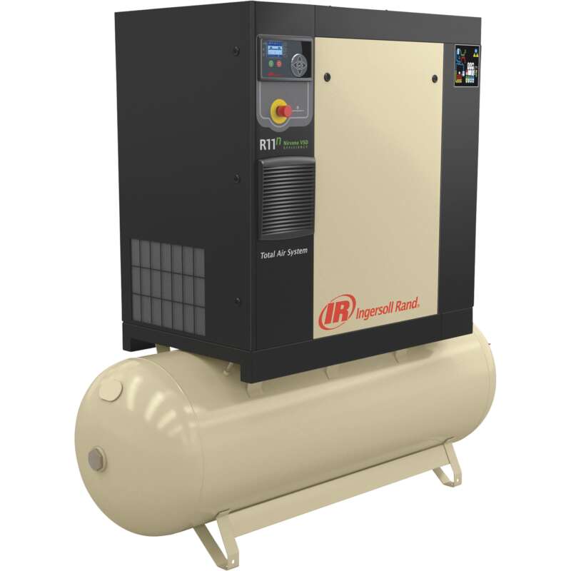 Ingersoll Rand Rotary Screw Compressor Total Air System 7.5 HP 200 Volt 3Phase 27.5 CFM 115 PSI 80Gallon Tank