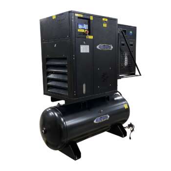 Emax 3PH Rotary Screw Compressor Tank Mount wAir Dryer Horsepower 15 HP Air Tank Size 120 Gal Volts 230 460