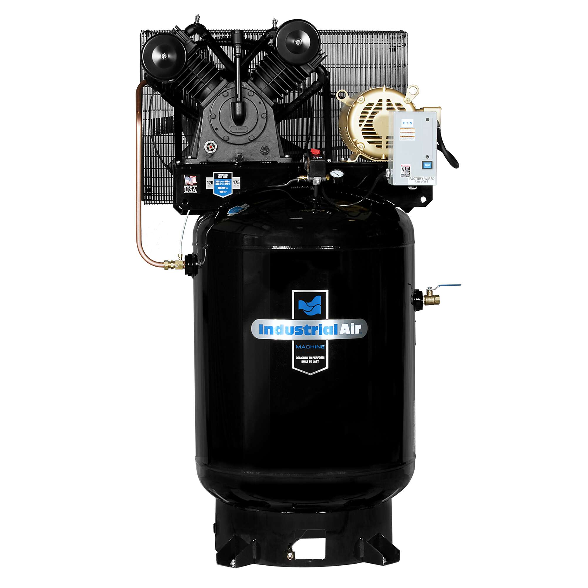 Industrial Air 120 Gallon Vertical Two Stage 10 H Horsepower 10 HP Air Tank Size 120 Ga Volts 230