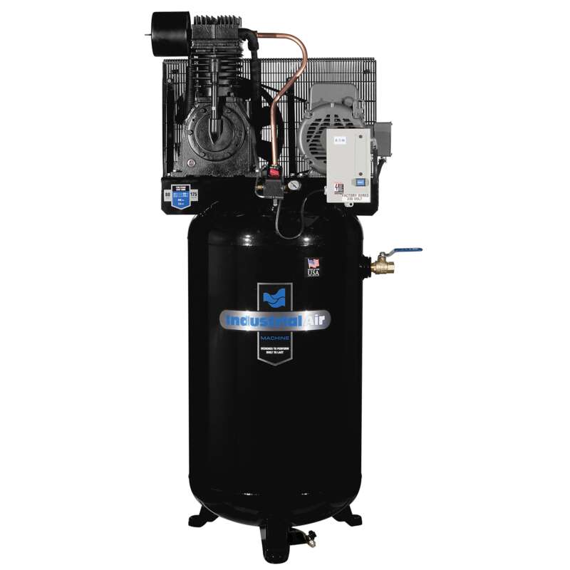 Industrial Air 80 Gallon Vertical Two Stage 7.5 HP Horsepower 7.5 HP Air Tank Size 80 Gal Volts 230