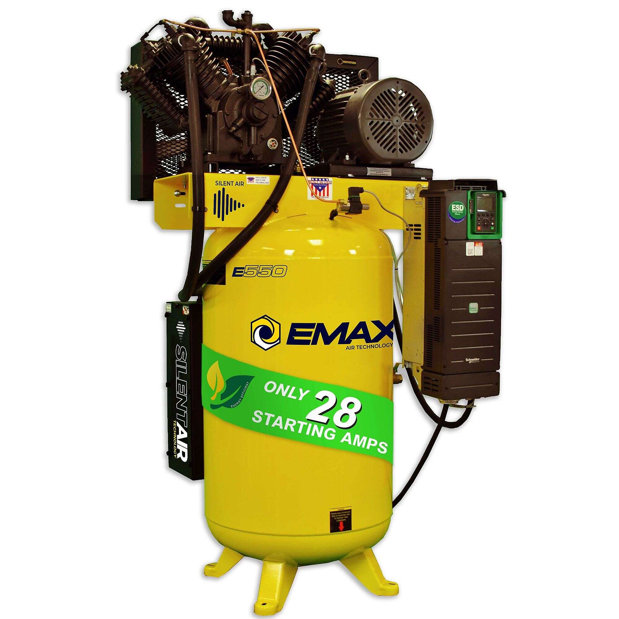 Emax Smart Air Compressor Variable Speed Aftercooler Horsepower 10 HP Air Tank Size 80 Gal Volts 460