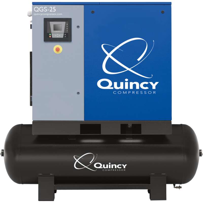 Quincy QGS Rotary Screw Compressor 25 HP 208 230 460V 3Phase 120 Gallon 99 CFM