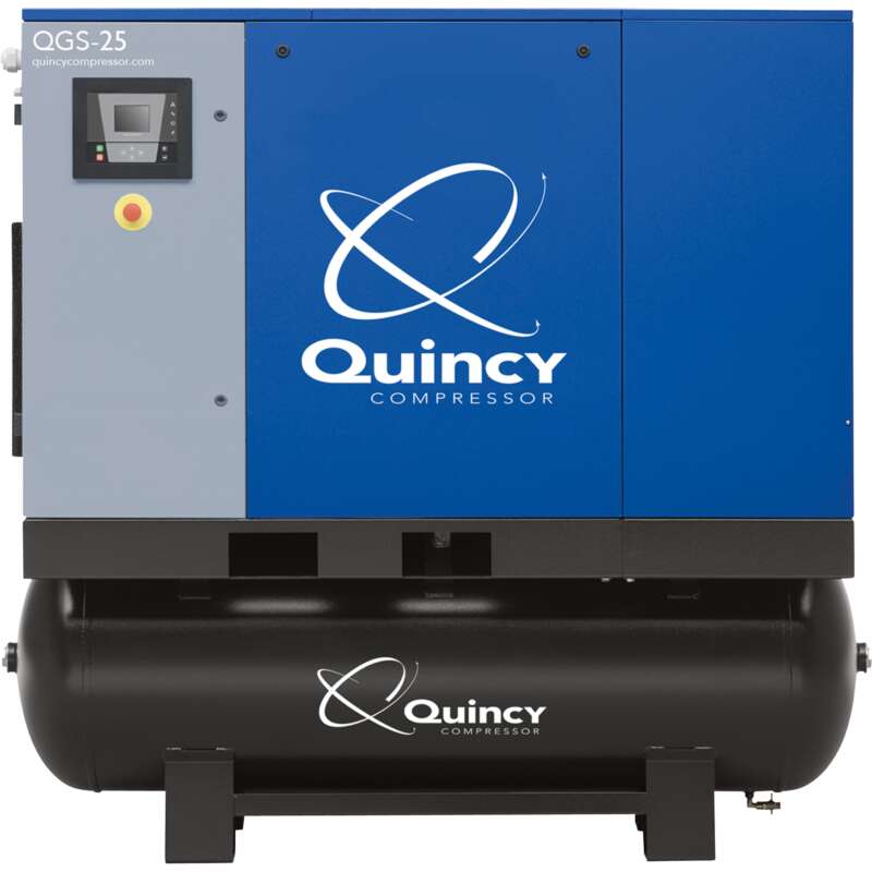 Quincy QGS Rotary Screw Compressor 30 HP 208 230 460V 3Phase 120 Gallon 113.8 CFM