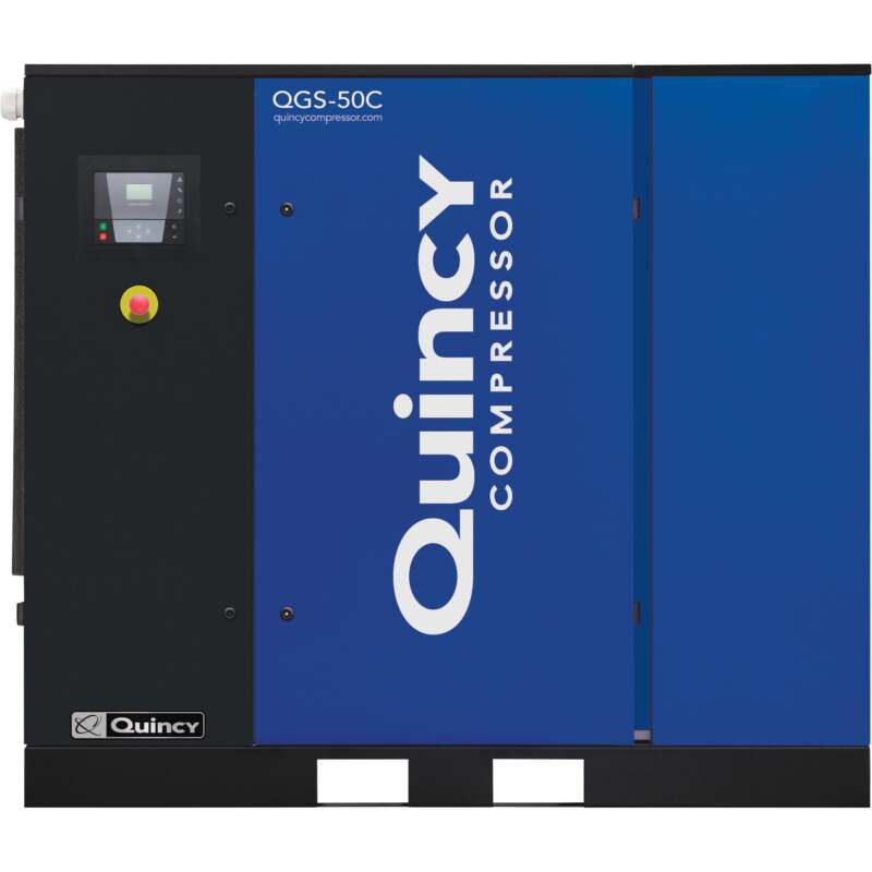 Quincy QGS Rotary Screw Air Compressor with Dryer 50 HP 230 460 Volt 3 Phase 208 CFM No Tank