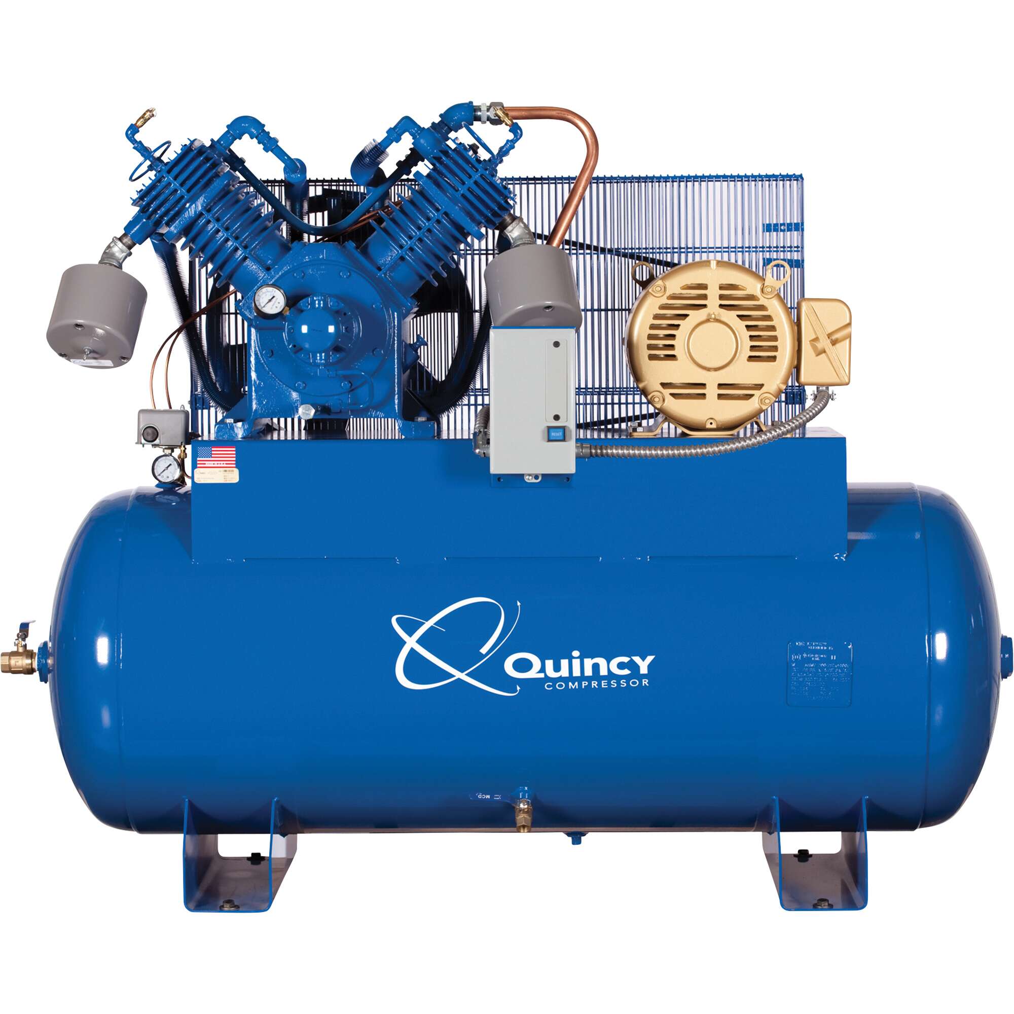 Quincy QP MAX Pressure Lubricated Reciprocating Air Compressor 15 HP 230 Volt 3 Phase 120 Gallon Horizontal