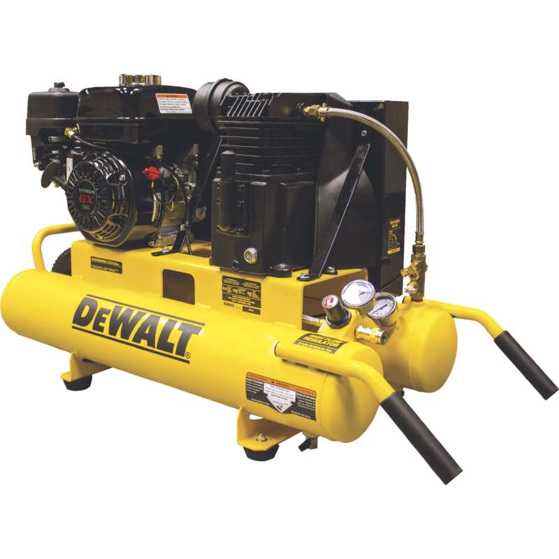 DEWALT GasPowered Wheelbarrow Compressor Honda GX160 OHV Engine 8Gallon 9.9 CFM 90 PSI