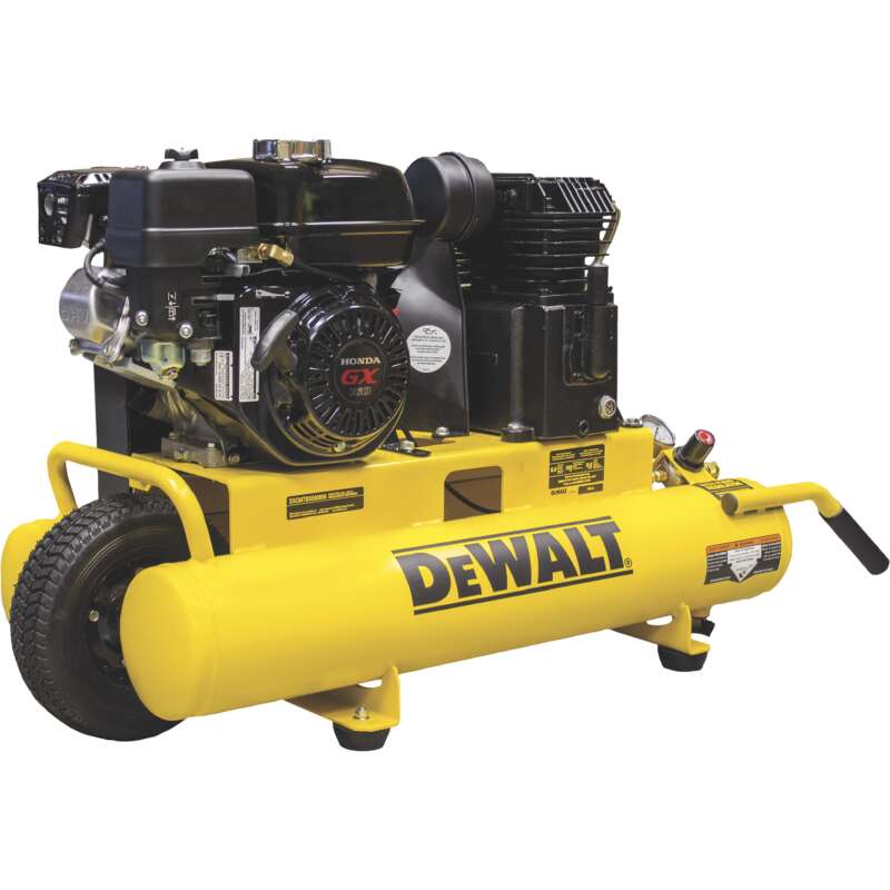 DEWALT GasPowered Wheelbarrow Compressor Honda GX160 OHV Engine 8Gallon 9.9 CFM 90 PSI