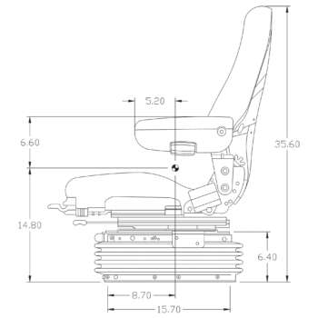 K&M Uni Pro Heavy Duty Air Suspension Seat with 24 Volt Compressor