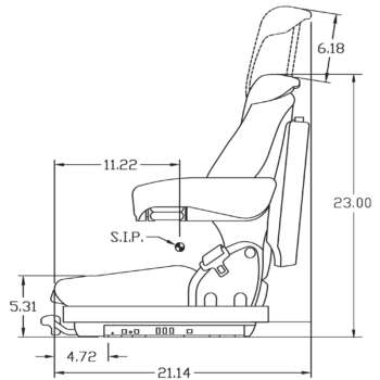 K&M Uni Pro KM 136 Low Profile Air Suspension Seat with 12 Volt Compressor 375 Lb Capacity Vinyl