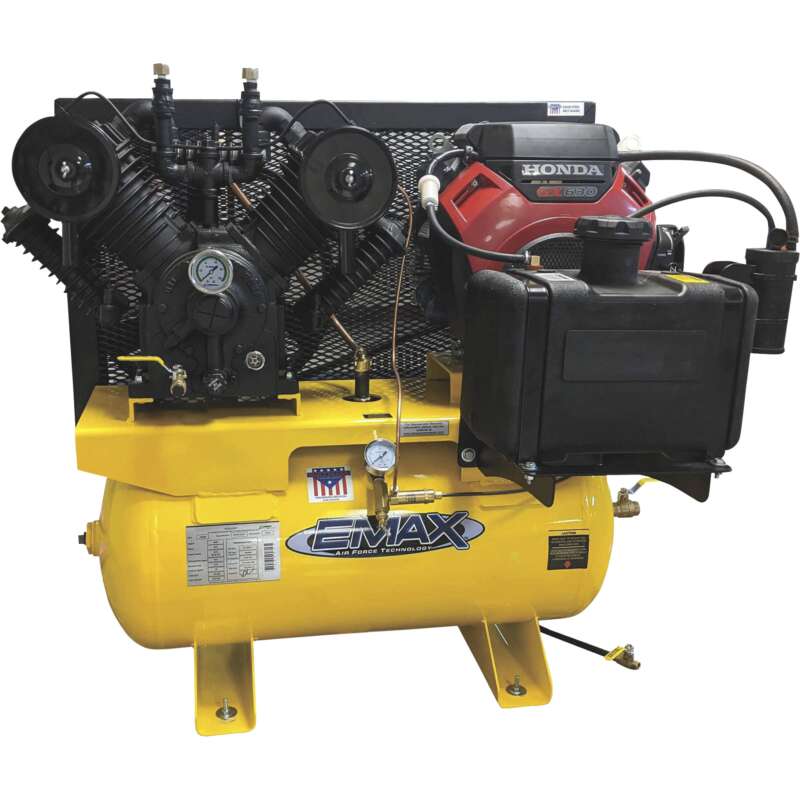 EMAX Industrial Plus Gas Powered 2Stage Air Compressor 18 HP Honda GX630 Engine 60Gallon Horizontal