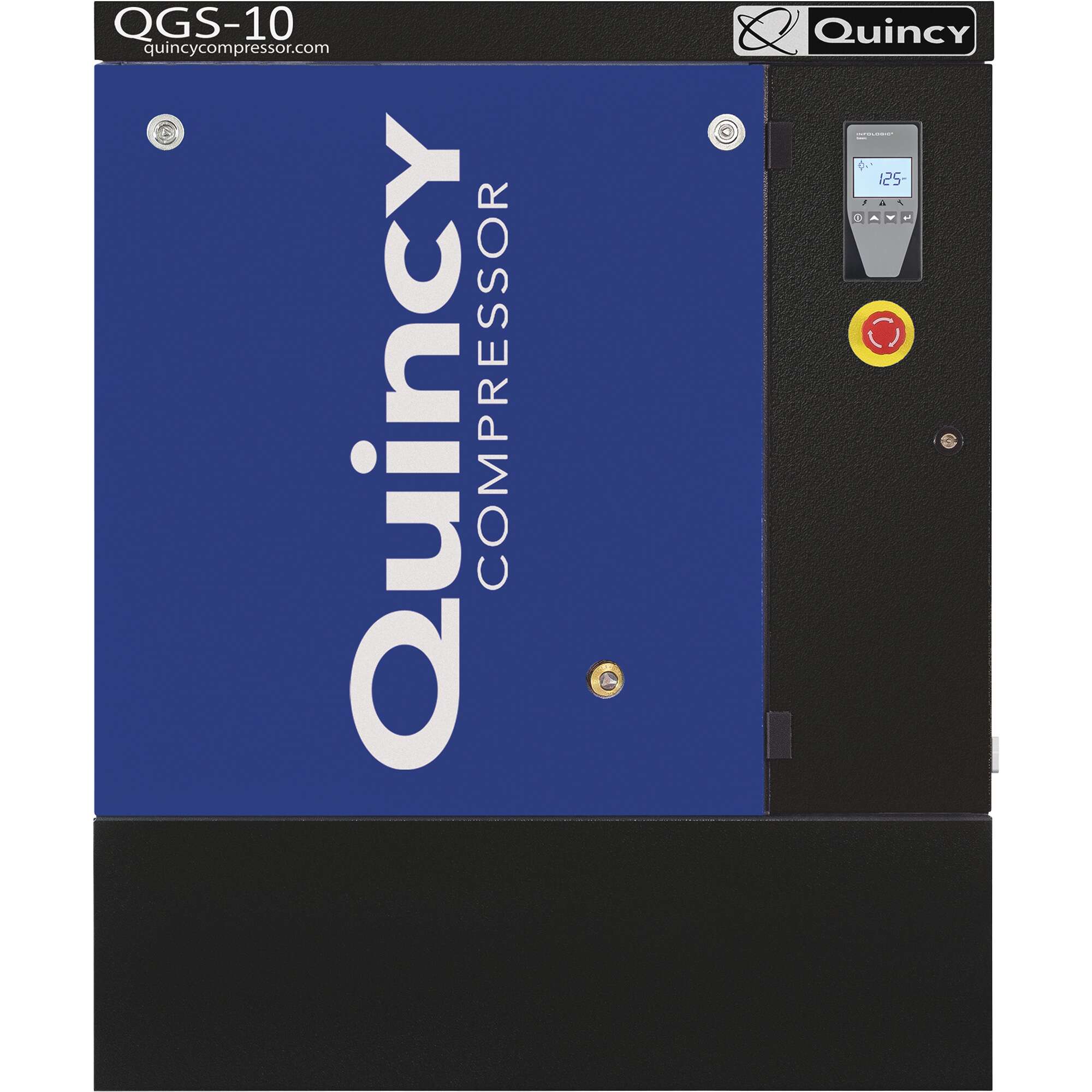 Quincy QGS 10 Rotary Screw Compressor 38.8 CFM at 125 PSI 208 230 460 Volt 3Phase Floor Mount No Dryer